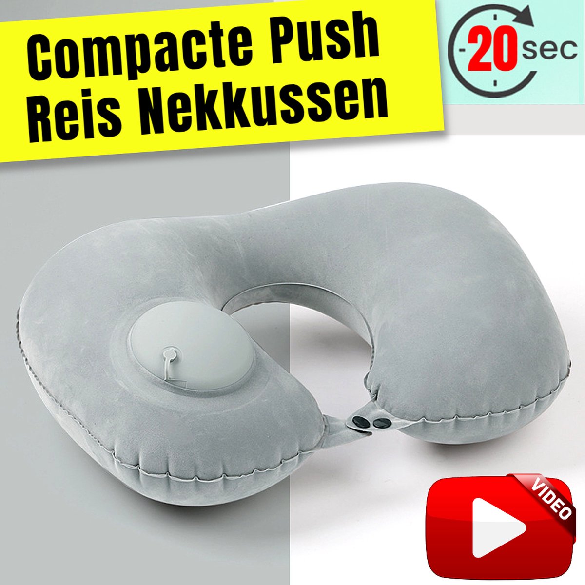 Allernieuwste.nl® PUSH Nekkussen Voor op Reis Opblaasbaar Luxe Reiskussen vliegtuigkussen - Vliegtuig, Auto, Trein, Thuis - Groen