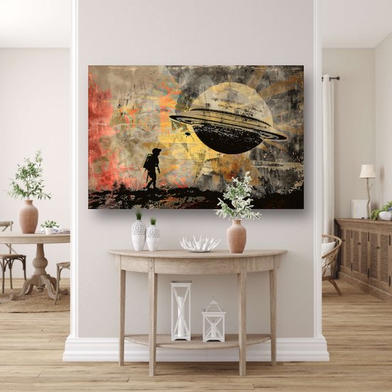 Tableaux astronautes - Tableaux personnes - Décoration murale Lune - Décoration murale classique - Tableaux sur toile - Décoration murale chambre toile 90x60 cm