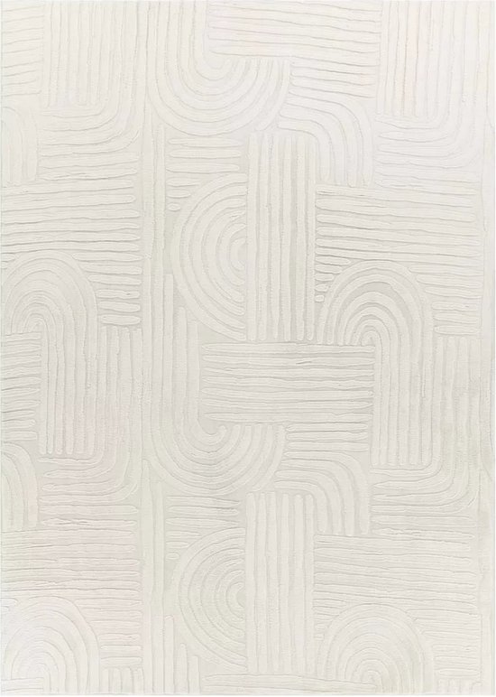 Tapis moelleux - Emily géométrique crème 60x110 cm