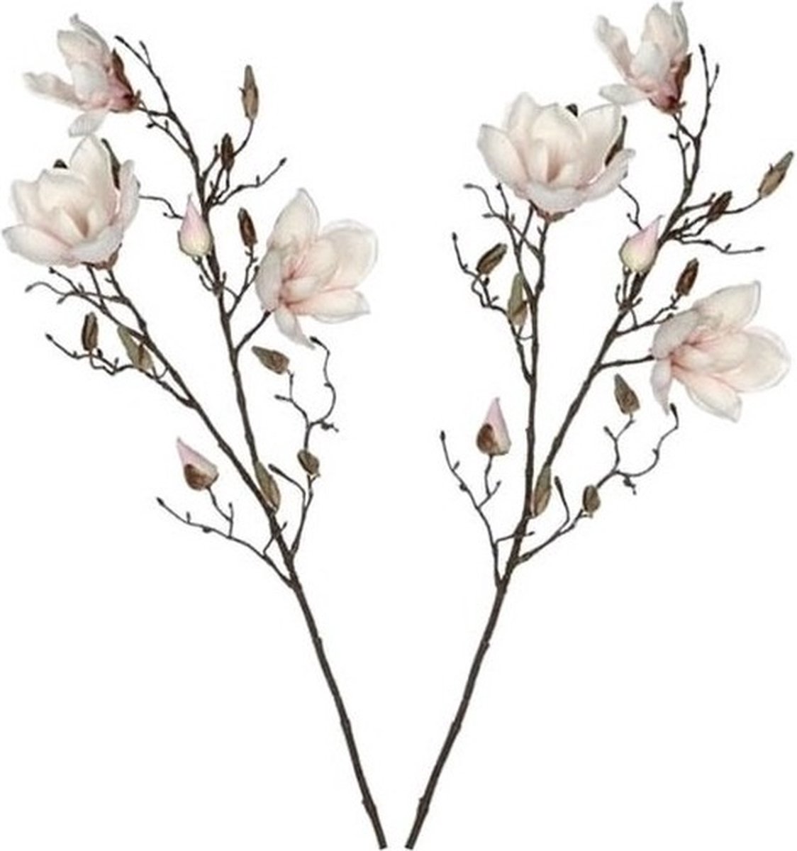 Mica Decorations Kunstbloem - 2x - magnolia - lichtroze - 90 cm - takken - Kunstbloemen boeketten