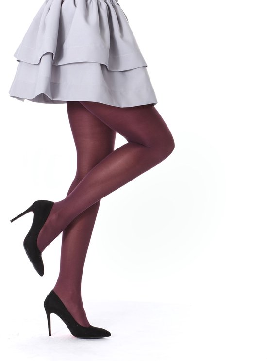 Bellivalini BLV-FI-1002-2P Dames Panty 2 Pak - 60 DEN - Polyamide - Microvezel - Zwart/Bordeaux - S