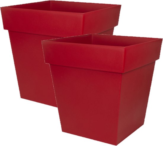Pot de fleurs Toscane carré plastique rouge L32 x W32 x H32 cm - 22 litres - Pots de fleurs / cache- pots
