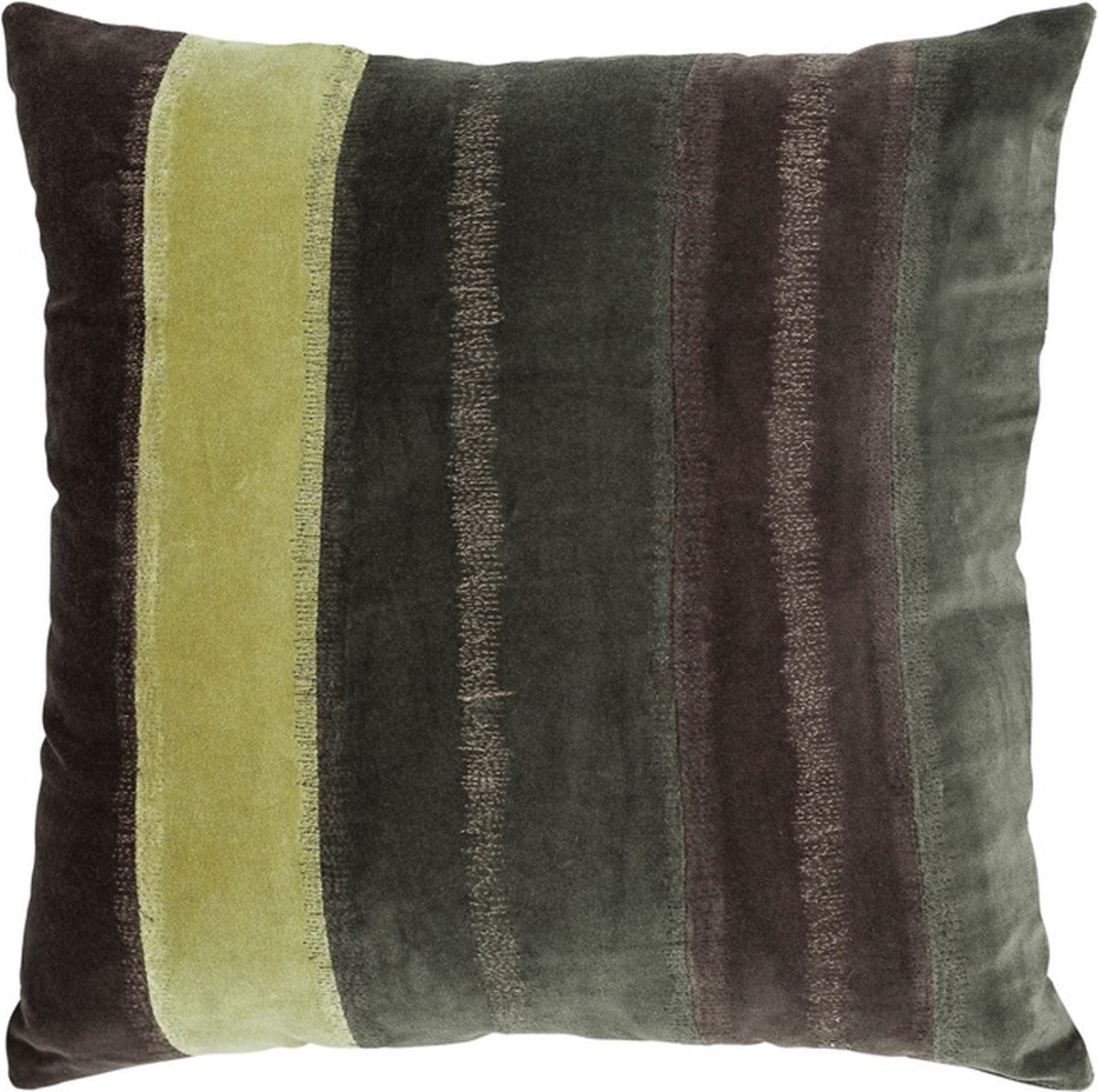 Linen & More Velvet Stripe Forest Groen Pea Kussen | 50 X 50 | Sierkussen Voor Woonkamer Of Slaapkamer