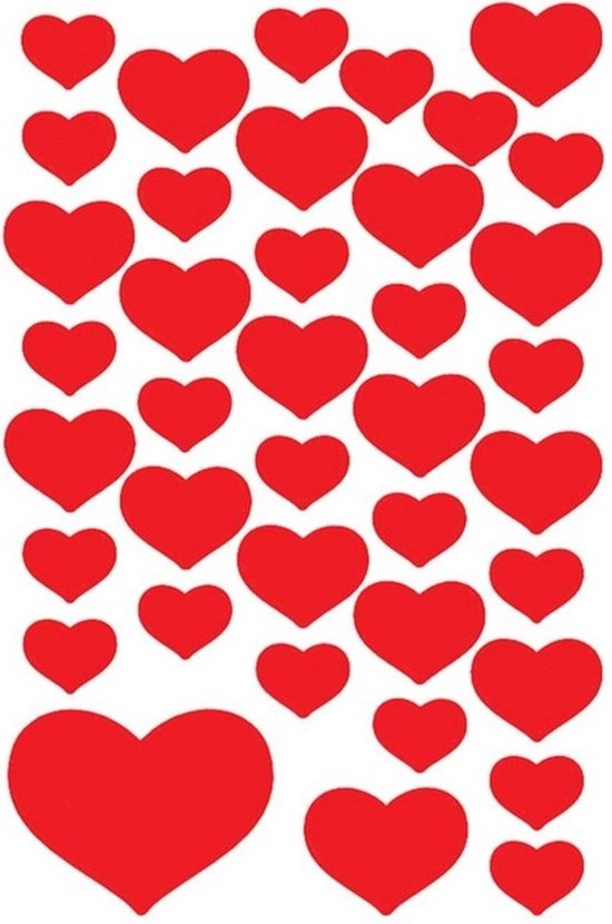 Stickers hartjes – 1x vel – 120 hart stickers – rood – liefde – Valentijn – stickervelletje- hobby – stickertjes