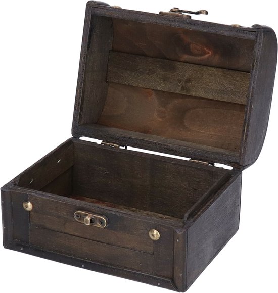 Europese retro houten kist rood leer vintage schatkist sieraden opbergdoos originaliteit (kleur: grijs S) (C: 2pcs set