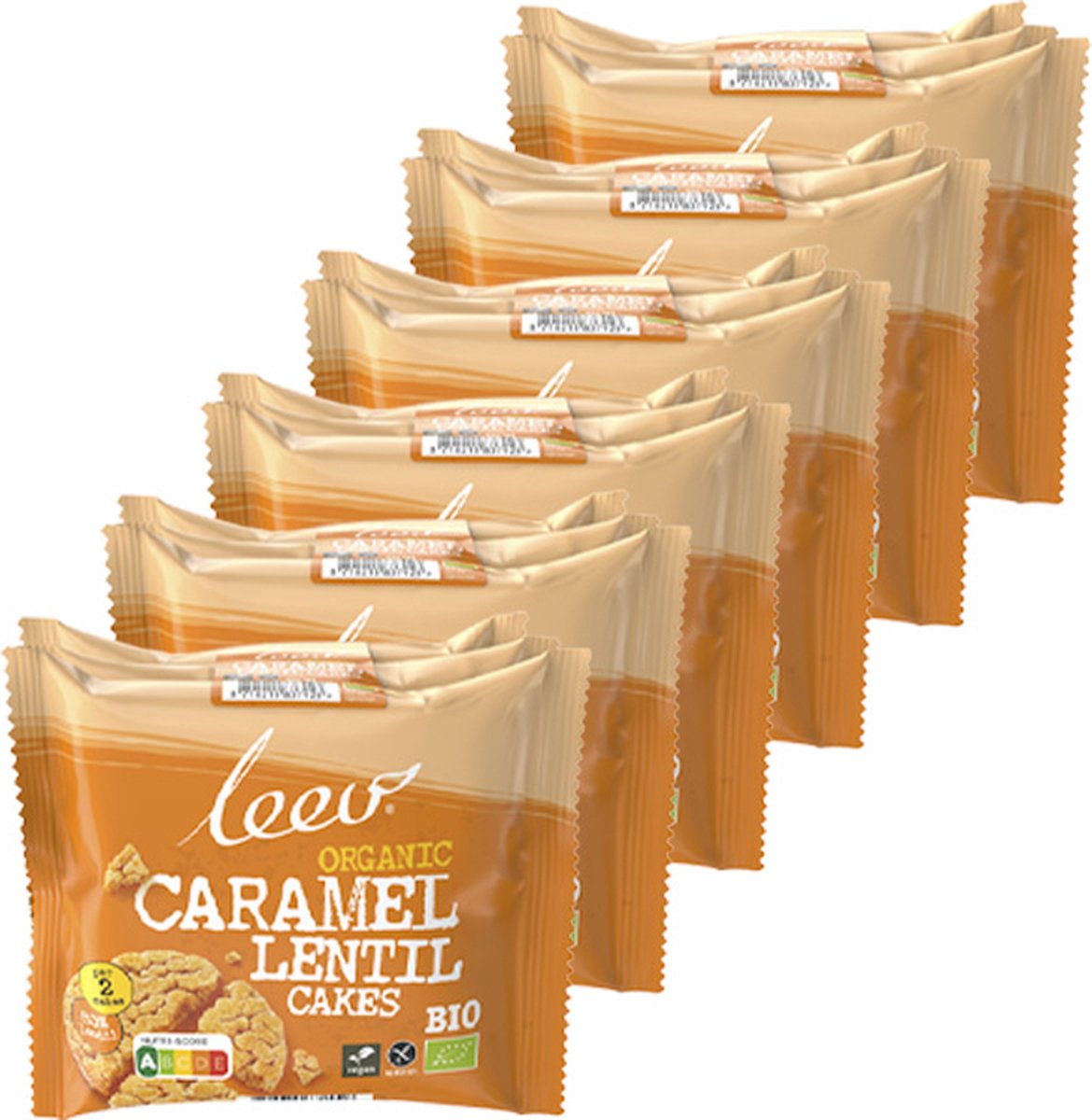 Goedkoopste Leev® Bio | Linzenwafels Karamel | 3 Pack | 6 stuks | 6 x 60 gram