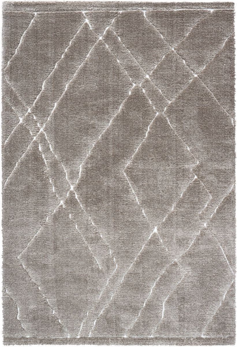 Rugsman Kyoto 014.0005.7292 Vloerkleed - 133 x 195 cm - Ivoor - Rechthoekig - Polyester - Woonkamer - Geometrisch - Shaggy - Hoogpolig, Boho, Modern