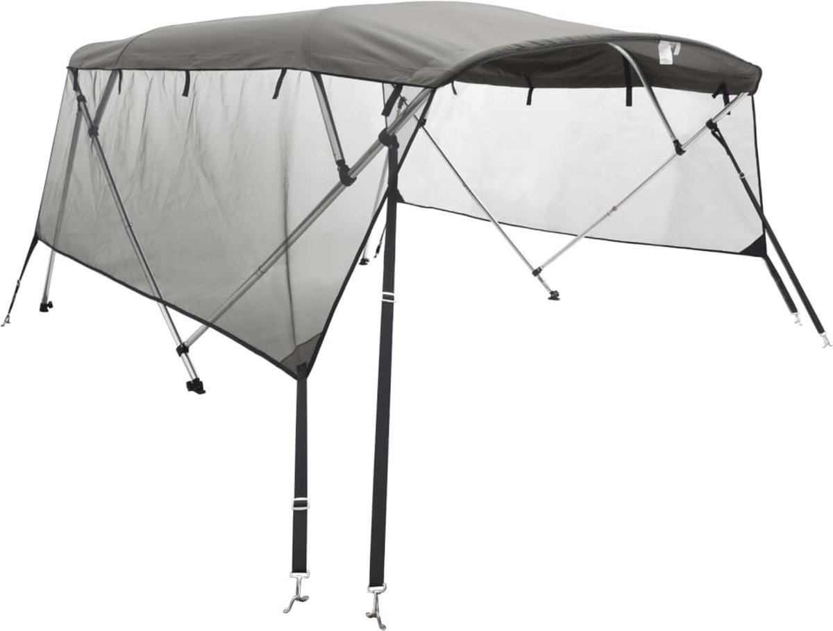 vidaXL - Biminitop - 4 - bogen - met - mesh - zijwanden - 243x(170-182)x137 - cm