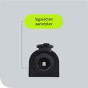 Zwart stopcontact met "LOCK POINT" en "SIGARETTEN AANSTEKER" tekst.