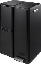 Bol.com Wicotex - Prullenbak Tobey 60liter (13+17+30Liter) Afvalscheiding 3 Vakken Zwart - Recycle Afvalbak - Pedaalemmer aanbieding
