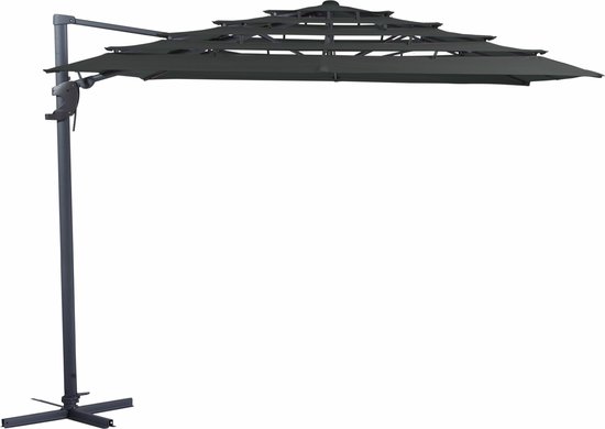 Parasol Hangarm Square Monaco plein air Gris 300 x 300 cm