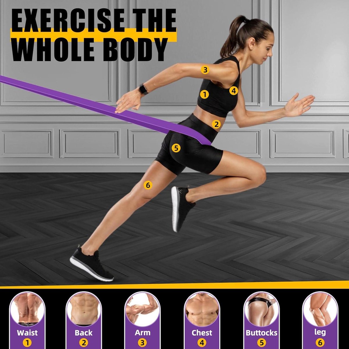 5 Bandes Élastiques De Musculation - 5 Niveaux De Force - TPE Haute Qualité - Sac De Rangement Inclus - Fitness, Yoga, Pilates
