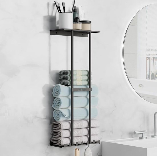 HOOBRO Handdoekenrek, ladderrek, droogrek met 5 afneembare haken, 60 x