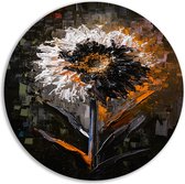 Abstract expressionisme wandpaneel - Moderne kunst wandcirkels - Wandschaal Woonkamer - Landelijk schilderij - Dibond - Decoratie slaapkamer muurcirkel aluminium 100x100 cm