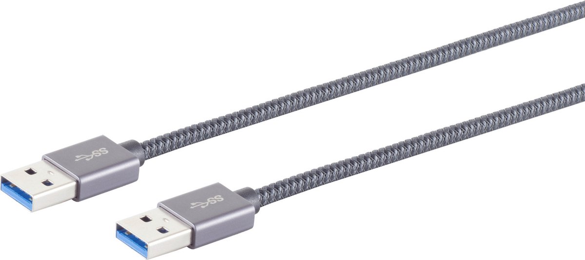 USB-A Kabel - USB 3.2 Gen 2x1 - Nylon Sleeve - 1 meter - Zwart
