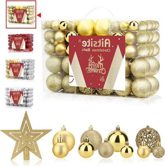 Foto: 100 stuks kerstballen gouden kerstballen 6 cm 4 cm 2 cm kunststof kerstboomversiering wandversiering kerstboom ballen glitters deurdecoraties festivaldecoraties