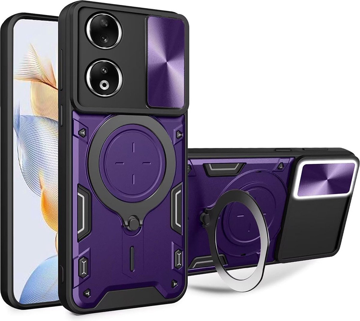 Techsuit CamGuard Pro Back Cover hoesje voor HONOR 90 Smart/X7b - Paars