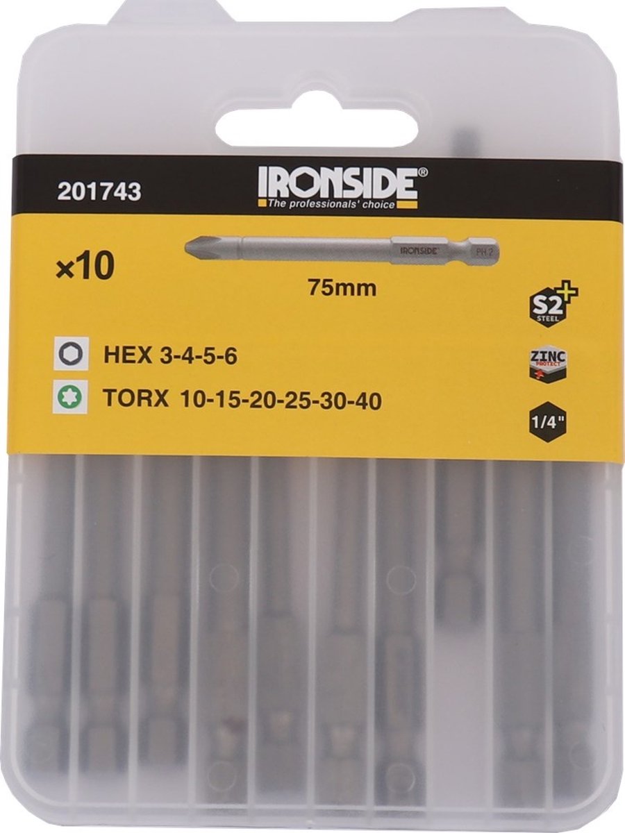 Bitset TORX-HEX 75mm 10st