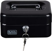 BLACK+DECKER Geldkistje met Sleutel - Uitneembare Lade met 6 Vakken - Incl. 2 Sleutels - 15 x 8 x 11,8 CM - Metaal - Zwart