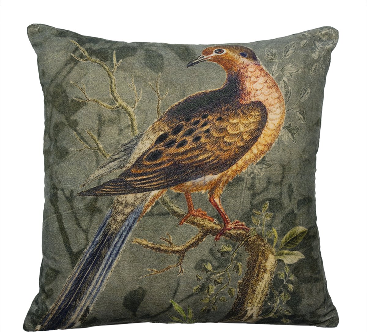 kussen fluweel charming blauwstaart 45x45cm