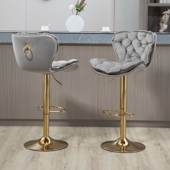 Foto: Sweiko barstoelen restaurant draaibare barkrukken 360 draaibaar set van 2 verstelbare aanrechthoogte stoelen met voetenbanken 2 stuks set grijs