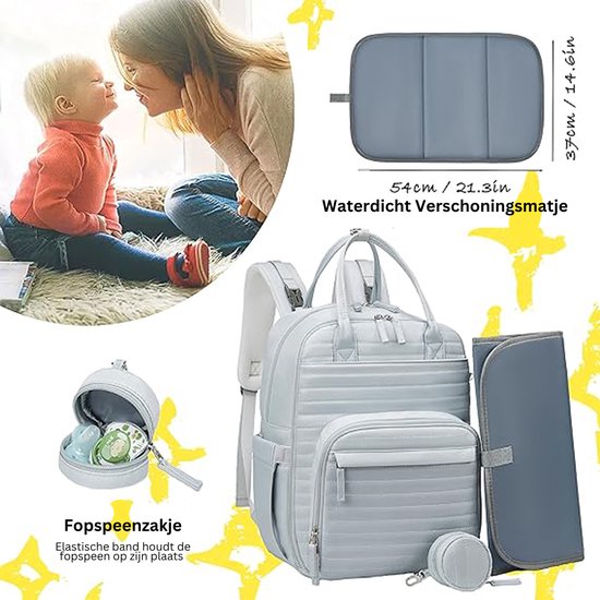 Luxe Luiertas - Rugzak - Meisje en Jongen - Licht Grijs van LUXE. — afbeelding 2