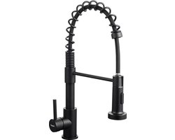 Ibergrif M22143B Uittrekbare Douche Spoelbak Kraan - Roestvrij Staal Zwart - Voor Keuken