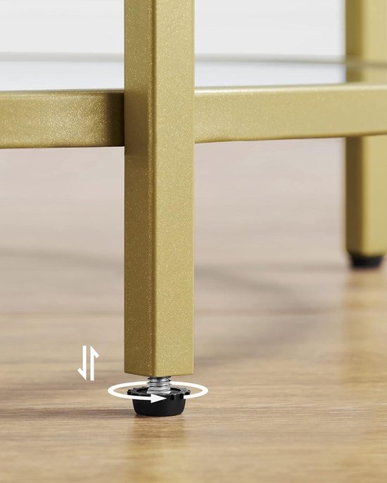 Table de chevet ronde - Table d'appoint - Petite table basse - 50 x 50 x 55 cm - Table en Verres - Structure en métal - Table de canapé - Balcon - Verre trempé - Or - Table d'appoint LGT20G