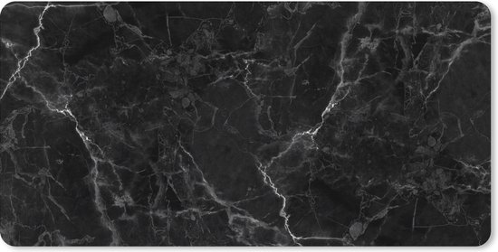 Muismat XXL 90x45 cm - Bureau onderlegger - Bureau mat Marmer - Zwart - Wit - Textuur - Marmer printlook - Bureaumat - Gaming mousepad xl - Bureaulegger groot - Computer deskmat