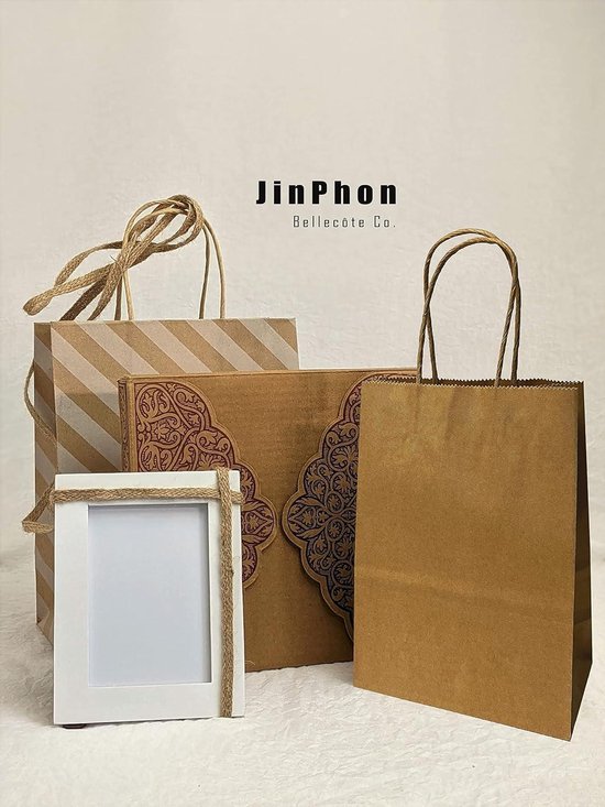 Sacs En Papier Kraft Marron Lot 50 – 22x12x7 Cm, Fond Plat – Avec 72 Autocollants Vierges | Sacs Cadeaux DIY Mariage Anniversaire - 9
