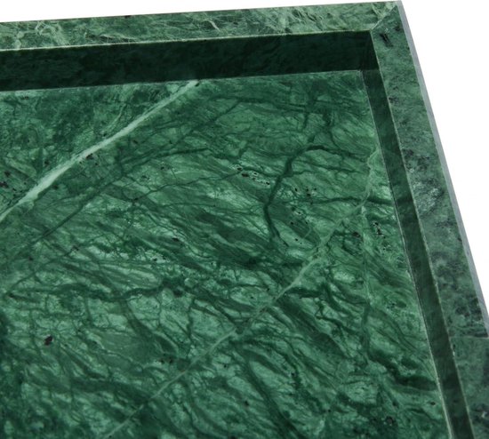 Plateau en marbre véritable fait à la main, élégant et polyvalent pour le salon, la cuisine et la salle de bain, 30 x 20 x 3 cm, blanc crème, noir et vert