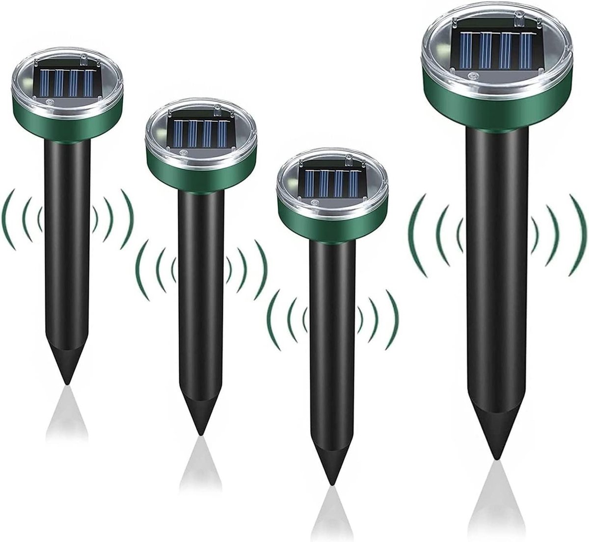 Ultrasone muizenverjager op zonne-energie - 4 stuks - Effectieve mollenverjager - Zonne-muggenafweer - IP65 waterdicht - Anti-gopher, slangen, mollen