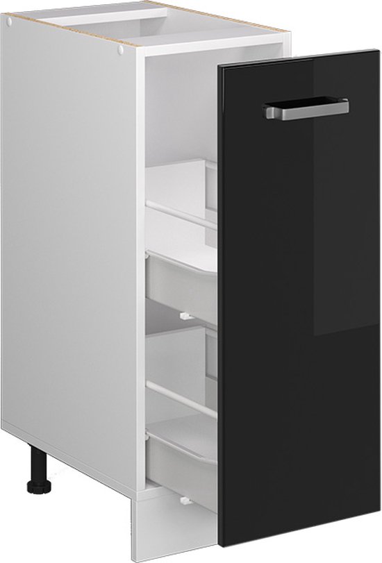 Vicco Armoire à pharmacie R- Line, Zwart brillant/ Wit, 30 cm, Chêne WB