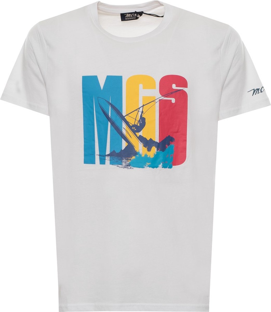 MCS Dames T-shirt – Wit – 100% Katoen – Ronde Hals – Korte Mouw – Logo Detail – Lente/Zomer Collectie