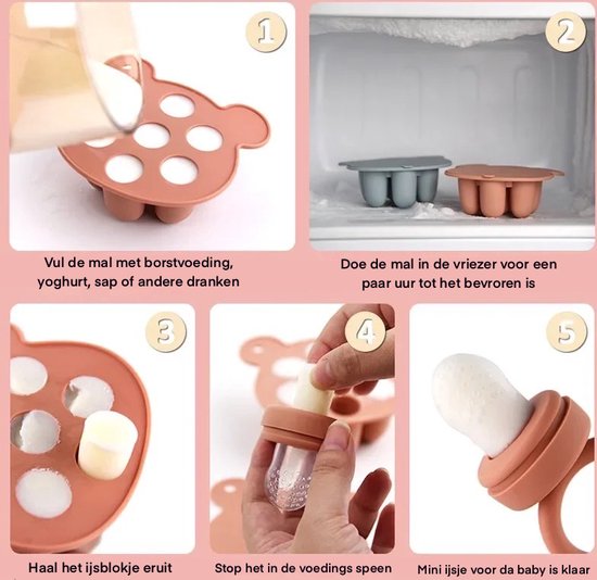 Fruitspeen - Beige - sabbel speen - baby speen - Ijs mal - fruit - bijtring - Fruitspeen - Grote speen - Fruit baby - BPA VRIJ - Speelgoed van Merkloos — afbeelding 2