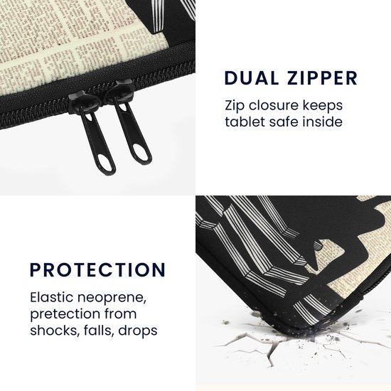 kwmobile Universele Cover voor eReader - Neopreen hoesje Meisje met boeken design zwart / beige - 17 x 12 x 2 cm van kwmobile — afbeelding 5