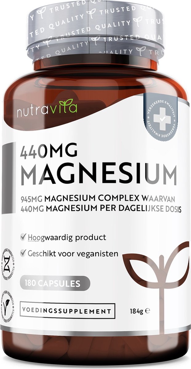 Goedkoopste Nutravita Magnesium Citraat 1480 mg Levert 440 mg Magnesium per Portie - 180 Vegan Capsules - Hoge Dosis Magnesium - 90 Dagen Voorraad
