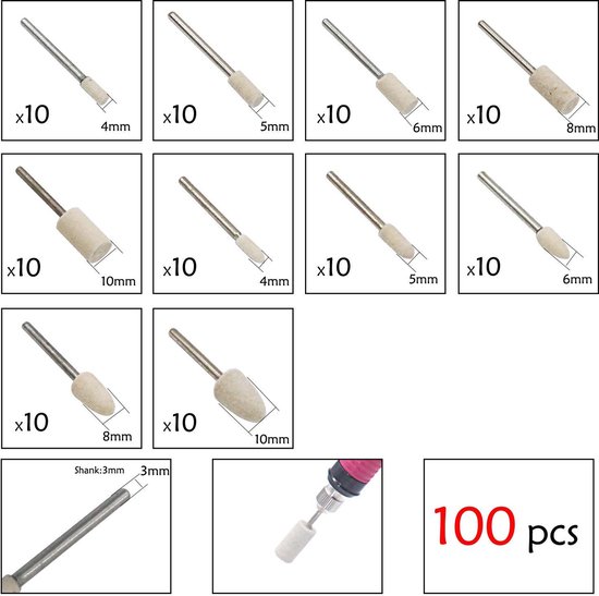 Wol Vilt Gemonteerd Polijsten Buff Wielen Bits Cone Poolse Set wol-vilt-gemonteerd-polijsten-buff-wielen-bits-cone-poolse-set