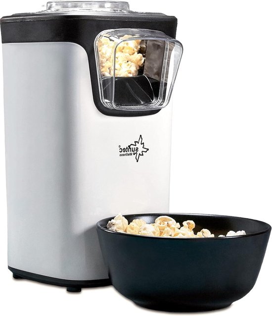 SUNTEC Popcorn Machine – Popcorn Without Fat and Oil – Mini Hot Air Maker for Home – Season Corn with Sugar Salt Cheese Caramel – Sweet or Savory