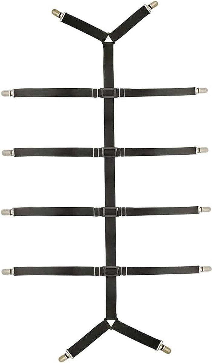 Goedkoopste Bedlakenspanner, verstelbaar, spanriemen, spanners voor lakens - voor kreukvrije lakens en toppers (zwart