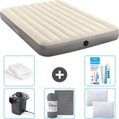 Bol.com Intex Luchtbed - 2-Persoons - 152 x 203 x 25 cm - Beige - Inclusief Pomp - Hoeslaken - Kussen - Kussenbeschermer en Repa... aanbieding