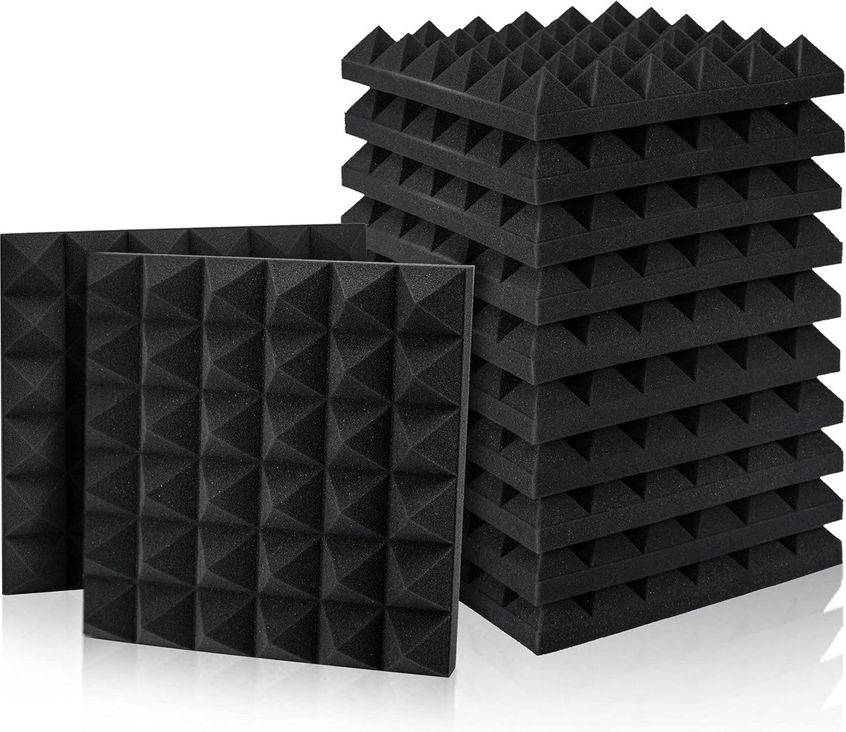 Akoestische Schuim Panelen Geluidsabsorptie Piramide 12 Pack Set Studio Wedge Tegels Behandeling 2" X 12" X 12" foam board