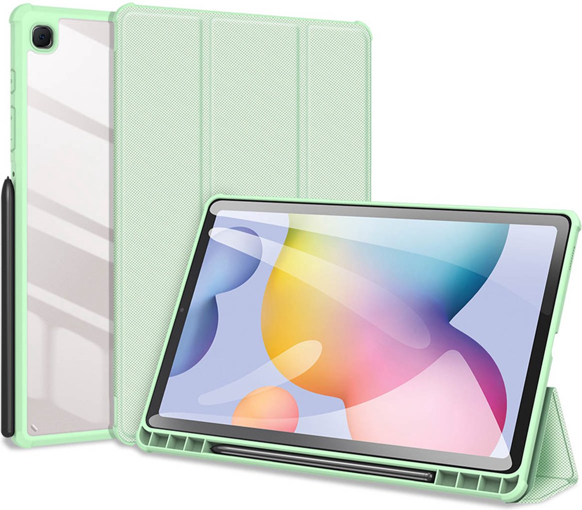 Dux Ducis Tablet Hoes Geschikt voor Samsung Galaxy Tab S6 Lite (2022) / Tab S6 Lite - Dux Ducis Toby Bookcase - Groen