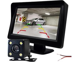 Achteruitrijcamera 12V met Parkeerhulp - 4.3 inch HD Ready - 5 meter aansluitkabel - Complete set