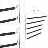 Broekhanger ruimtebesparend voor meerdere broeken - 445x37x27 cm - metaal zilver/zwart trousers hangers