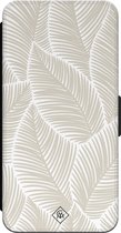 Casimoda® bookcase - Geschikt voor iPhone 15 Pro - Hoesje met pasjeshouder - Palm Leaves Beige - Bruin/beige - Kunstleer