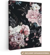 Peinture sur toile 30x40 cm - Décoration murale Vintage - Roses - Romantique - Fleurs - Décoration murale salon - Décoration chambre moderne - Tableaux abstraits