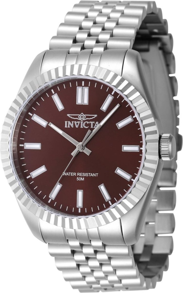 Invicta Specialty 47482 Heren Horloge - Waterdicht - Analoog - Quartz Uurwerk - Roestvrij Staal met bruine Wijzerplaat - 43mm