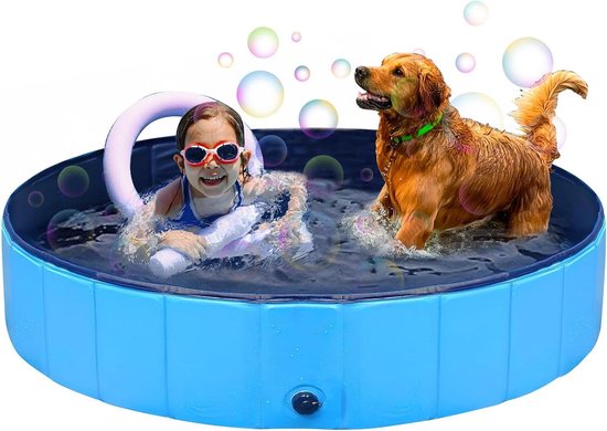 Petsona Hondenzwembad voor honden Opvouwbaar hondenzwembad Hondenplanschbecken met kleurrijke ballen Hondenbadewanne speelruimte voor honden en planschbecken katten, blauw: wit/grijs/turquoise