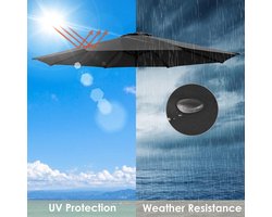 Vervangende luifel voor terrasparasol - 3m waterdichte hoes - outdoor tuin zwembad - 8 ribben